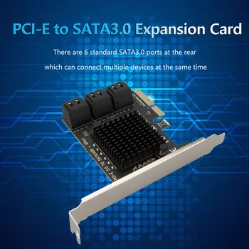 6 Porta SATA III PCIe PCI Express 3.0 X4 6Gbps Expansão Adaptador de Cartão para HDD