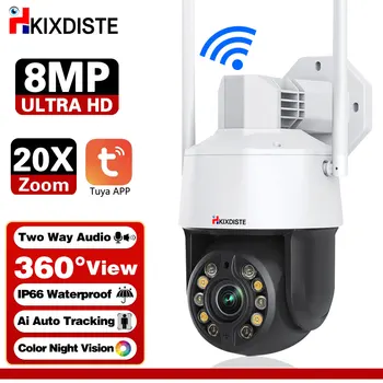 4K de 5MP Tuya Vida Inteligente wi-Fi Câmera do IP de PTZ Zoom Óptico de 20X Câmera de Vigilância de Vídeo ao ar livre Auto controle de Proteção de Segurança