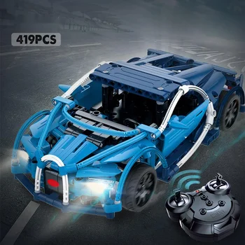 Azul de Esportes de Corrida de Carros DIY Modelo de Blocos de Construção Para a Cidade de Técnico de Controle Remoto do Veículo Brinquedos para Criança