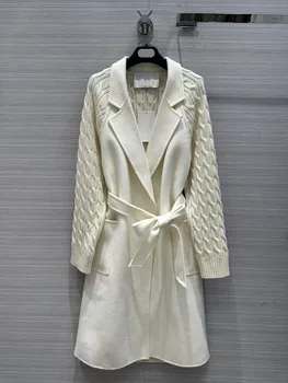 2023 outono e inverno novo estilo de twisted lã de confecção de malhas da luva de costura casaco 0904