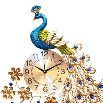 Pavão Relógio de Parede Arte da Decoração da Parede Pendurado Relógios Relógio Redondo Decorativos, Relógios de Parede para a Escola, Sala de estar, Quarto, Casa de Banho