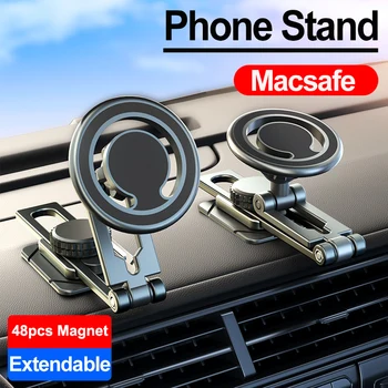 48pcs Forte Ímã de Carro de Telefone do Suporte Stand Macsafe 720 Rodar Extensível Magnéticos, Smart phone Suporte Para o iPhone Samsung Xiaomi