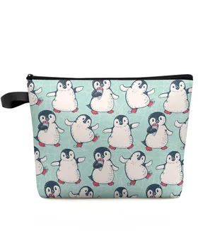 Inverno Cartoon Penguin Bolsa De Maquiagem Bolsa De Viagem Essentials Senhora Mulheres Sacos Cosméticos Wc Organizador Crianças De Armazenamento De Caixa De Lápis De