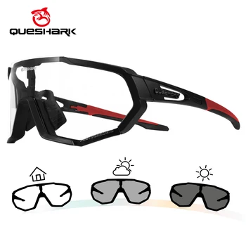 QUESHARK Mulheres Homens Fotossensíveis de Ciclismo de Óculos de sol Impresso Esportes MTB Bicicleta Óculos de Andar de Bicicleta de Estrada de Óculos Óculos de QE48