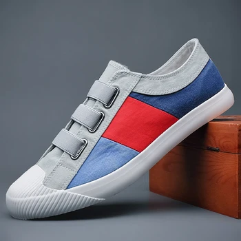 Plug Size38-46 Homens Sapatos de Lona de Moda de Correspondência de Cor Respirável, Leve e de Baixo-Superior Casuais Sapatos de Homem de Tênis para Homens 9328