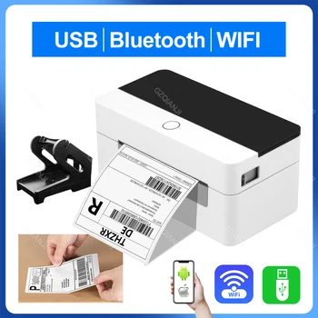 Etiquetas adesivas Impressora Térmica de 4 x 6 polegadas, wi-Fi Bluetooth USB Endereço de Envio Bracode Adesivo Maker Titular para Expressar Bussiness