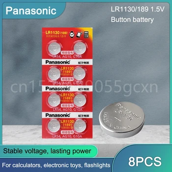 8PCS Panasonic AG10 LR54 de Célula tipo Moeda de 1.55 V SR54 389 189 LR1130 SR1130 Alcalinas Baterias Botão para Assistir Brinquedos Remoto