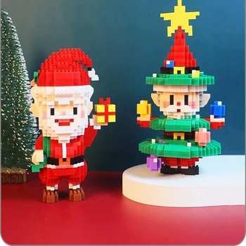 Festival de Feliz Dia de Natal, Papai Noel Estrela da Árvore de Saco Sorriso de Boneca Mini de NATAL Blocos de Tijolos de Construção de Brinquedo Para as Crianças Sem Caixa
