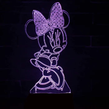 15 Estilos de Minnie do Mickey de Acrílico Folha de 3mm de Espessura 8cm de Largura de Plástico, de Vidro, Painel de Luz LED Titular