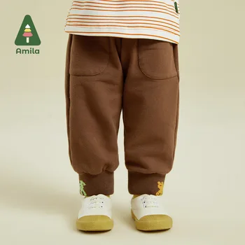 Amila Bebê Menino de Calças de Meninas 2023 Outono Novas Formas Animais da Cor do Contraste de Design de Moda de Algodão Casual Calças de Roupas infantis