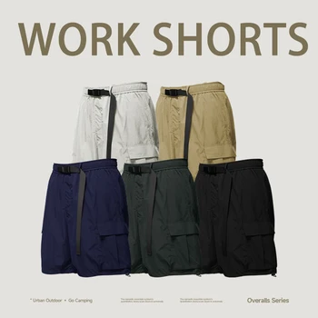 Man em 3D Bolso Trabalho Shorts 2023 Primavera/verão Nova Marca de Moda Solta Cor Sólida Casual Capris para Homens