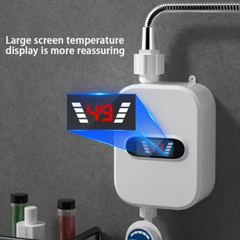 Instant Aquecedor Elétrico de Água em Aço Inoxidável 304 Aquecedor de Água Quente do Chuveiro Desligar Automático do LCD Digital para Banheiro