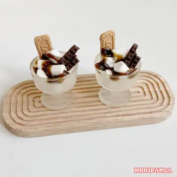 1PC Mini milk-shake de sorvete de Leite de Algodão-Doce de Chá de Água Copo de Chocolate Miniatura Casa de bonecas Acessórios Copos de Cozinha Brinquedos