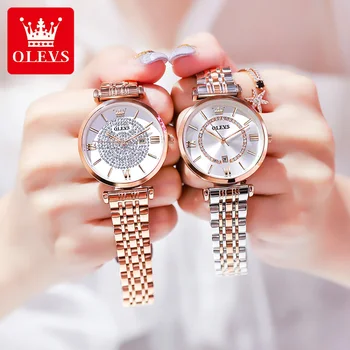 OLEVS 6892 Luxry Mulheres Elegantes Relógio Original de Marca Top Impermeável Calendário Senhoras relógio de Pulso de Moda Quartzo Mulheres Relógios