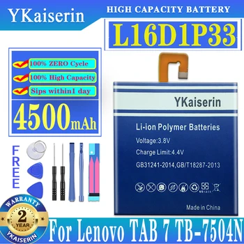 YKaiserin Para Lenovo L16D1P33 4500mAh Bateria Para Lenovo TAB 7 TAB7 TB-7504N TB-7504F 7504X Baterias + Free Tools