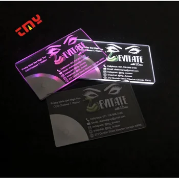 De Luxo de alta Qualidade Personalizadas de Acrílico Brilho Cartão de Agradecimento de Impressão a Laser de Design de Logotipo Exclusivo de Luz LED Cartão de visita