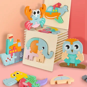 Blocos de madeira, de Madeira Coloridas 3D quebra-Cabeças para Crianças Jogo de Brinquedos para as Crianças Educacional Bebê de Brinquedo Estilo Nórdico Montessori Dons Naturais