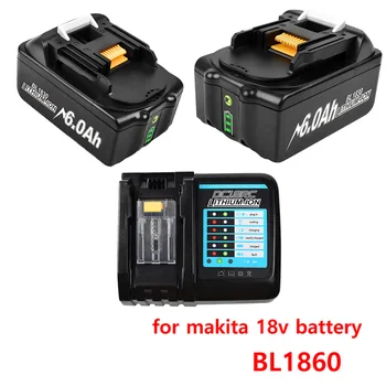 BL1860 6000mAh de iões de Lítio Recarregável bateria para makita 18v BL1830 BL1840 BL1850 BL1860B LXT 400 Carregador de Bateria de 18V 14.4 V