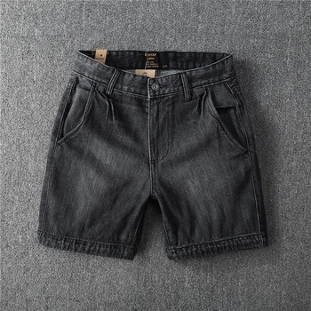 Os homens Verão o short Jeans Estilo Retro Lavado Moda Casual de Cargas Soltas de Praia Jogger Calças