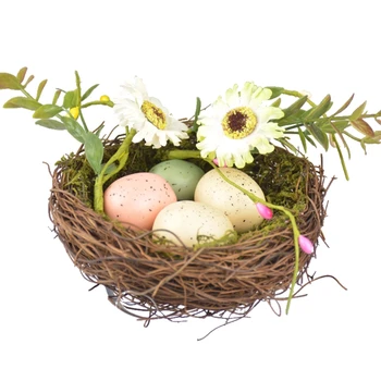 Rota Natural de Simulação de Aves de Ninho de Espuma de Ovos de Aves Flor de Páscoa Decoração Prop para Ornamento de Jardim DIY de Artesanato
