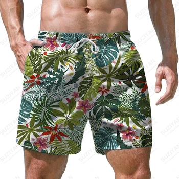 O verão dos homens novos shorts verde tropical plant 3D impresso shorts masculinos casual homens de shorts de tendência de moda shorts masculinos
