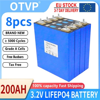 8PCS 3.2 V 200Ah Lifepo4 Bateria DIY 12V a 24V, 36V 48V Grau de Lítio de Fosfato de Ferro de Células Para o Motorhome Iate Solar LIVRE de IMPOSTOS