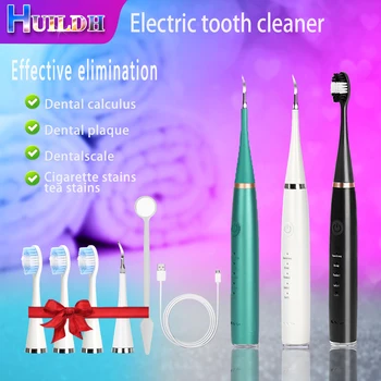 A escova de dentes elétrica Seis em Um Conjunto de Dente Elétricas Limpador Portátil Dente de Pedra e Remoção do Dente de Lavar roupa Aparelho