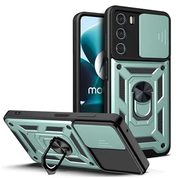 Para Motorola G200 Câmera de Slides Armadura de Telefone Caso Moto G73/Moto G53 5G/Moto G52 4G/Moto G100/Moto G30 Capa Magnética Anel Titular