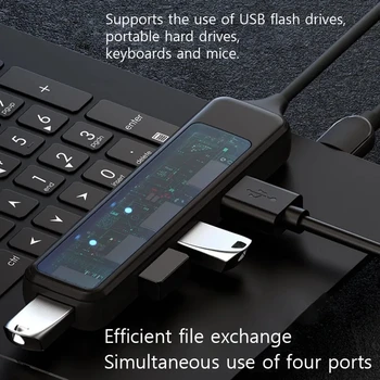 4 IN1 Transparente Tipo C HUB USB 3.0 com Múltiplas portas Divisor com Adaptador SD TF Portas Leitor de Cartão para o Macbook de Computação de Acessórios para PC