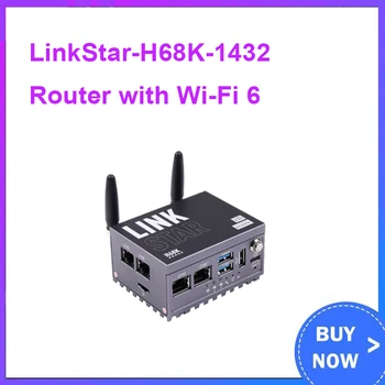 LinkStar-H68K-1432 Roteador com Wi-Fi gratuito, 6, 4GB de RAM e 32GB eMMC, dual-2,5 G & dual-1G Ethernet, 4K de saída, Pré-instalado do Android 11,