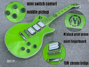 Guitarra elétrica Verde Sólido de Cor Maple Escala de Impressão M Embutimento de Tinta Verde Em Escala Também HHH Branco Aberto de Pólo de Captadores de Mim