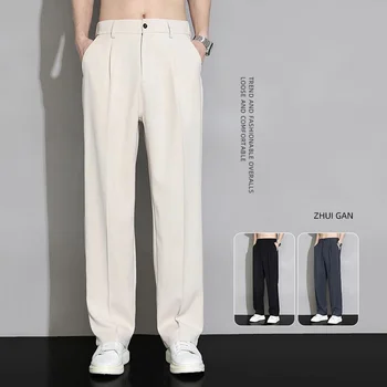 Terno Formal De Calças De Homens Casual Sólido De Perna Larga De Negócios Calças Para Homens Reta Moda Streetwear Oversize Coreia Do Vestuário