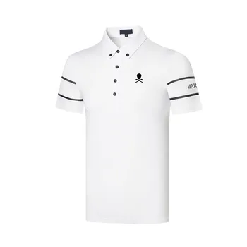 Verão do Golf Homens T-Shirt Respirável, de Secagem Rápida e de Esportes de Alta Qualidade Elástica Camisa de POLO de Absorção de Umidade Curto com mangas em Camisas do Golfe