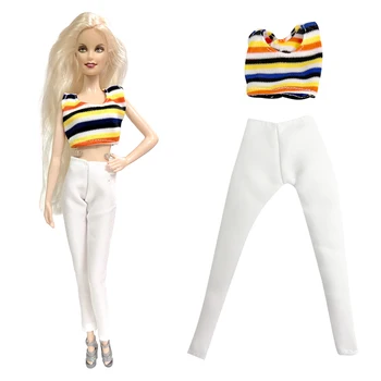 1 Peça De Moda Tira A Camisa Branca Trouseres Casual Roupas Para A Boneca Barbie Acessórios De Roupa De Presente De Aniversário Para 1/6 Boneca Brinquedos