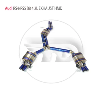 HMD Liga de Titânio do Sistema de Exaustão do Desempenho de Válvula de Catback Para Audi RS4 RS5 B8 4.2 L Carro Silencioso da Corrida de Tubulação