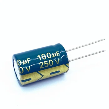 6pcs/muito alta frequência baixa impedância 250v 100UF 250v 100UF capacitor eletrolítico de alumínio tamanho 16*25 20%