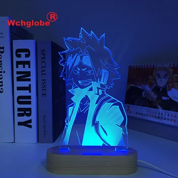 Cores de madeira Anime Lâmpada Led o Meu Herói Academia Denki Kaminari para Decoração do Quarto de Presente de Aniversário Mangá Gadget de Aniversário Luzes 3d