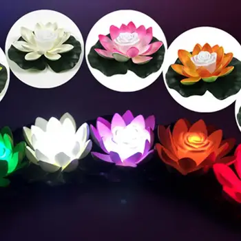 LED Flutuante Flor de Lótus de Luz Impermeável Artificial Lotus Noite, a Luz da Bateria Operado Piscina, Lagoa, Fonte Decorativa Lâmpada