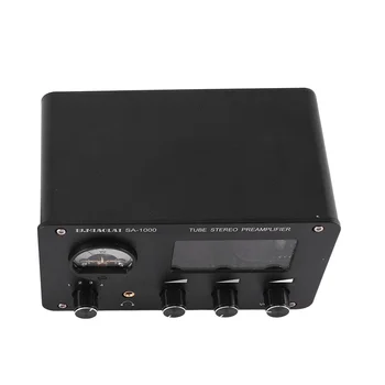 Audiophile amplificador 4-Entrada 2-Saída de pré-amplificador hi-fi com alto-VU Medidor de Nível Alto-Baixo Ajuste do Amplificador Plug UE