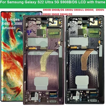 Exibição Original Para Samsung S22 Ultra do Digitador da Tela de Toque do LCD Para Samsung Galaxy S22 Ultra 5G LCD S908 S908B S908U de exibição