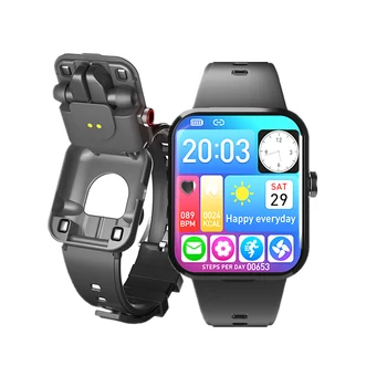 Smart Watch Homem com Wireless sem fio de Fone de ouvido Fones de ouvido TWS Fones de ouvido 2 Em 1 Música S6 Homens Ligados Relógios de Fitness Tracker