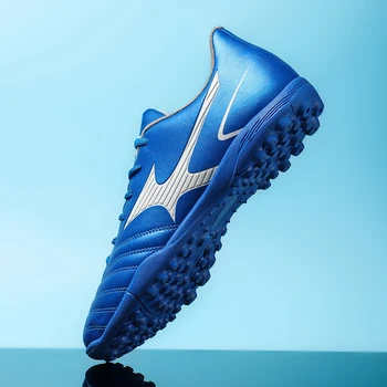 Venda Quente Baratos Mens Botas De Futebol Preto Azul Relvado De Futebol Sapatos Para Homens Aluno Esporte Sapato Interior Mais Recente Do Futebol Chuteiras Menino