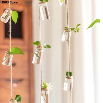 Flor Planta Hidropônica Recipiente Com 8 Mini Garrafa Vaso De Vidro 1 Cadeias De Sinos De Vento Deslocado Vaso