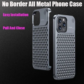 Metal sem Fronteiras, pára-choques de Resfriamento de Telefone de Caso Para o iPhone 15 14 Pro Max Plus à prova de Choque Respirável Capa Para iPhone 13 12 Pro Max.