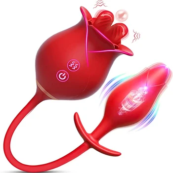 Duplo Língua Lambendo Vibração 10 Poderosa Vibração Plug Anal Clitóris Estimulação da Vagina Ovos Rose Brinquedos para Homens ou Mulheres.
