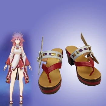 Jogo Quente Genshin Impacto Miko Yae Guuji Yae Cosplay Sandálias Anime Salto Alto Feminino Plataforma De Moda Casual Bonito Cos Sapatos